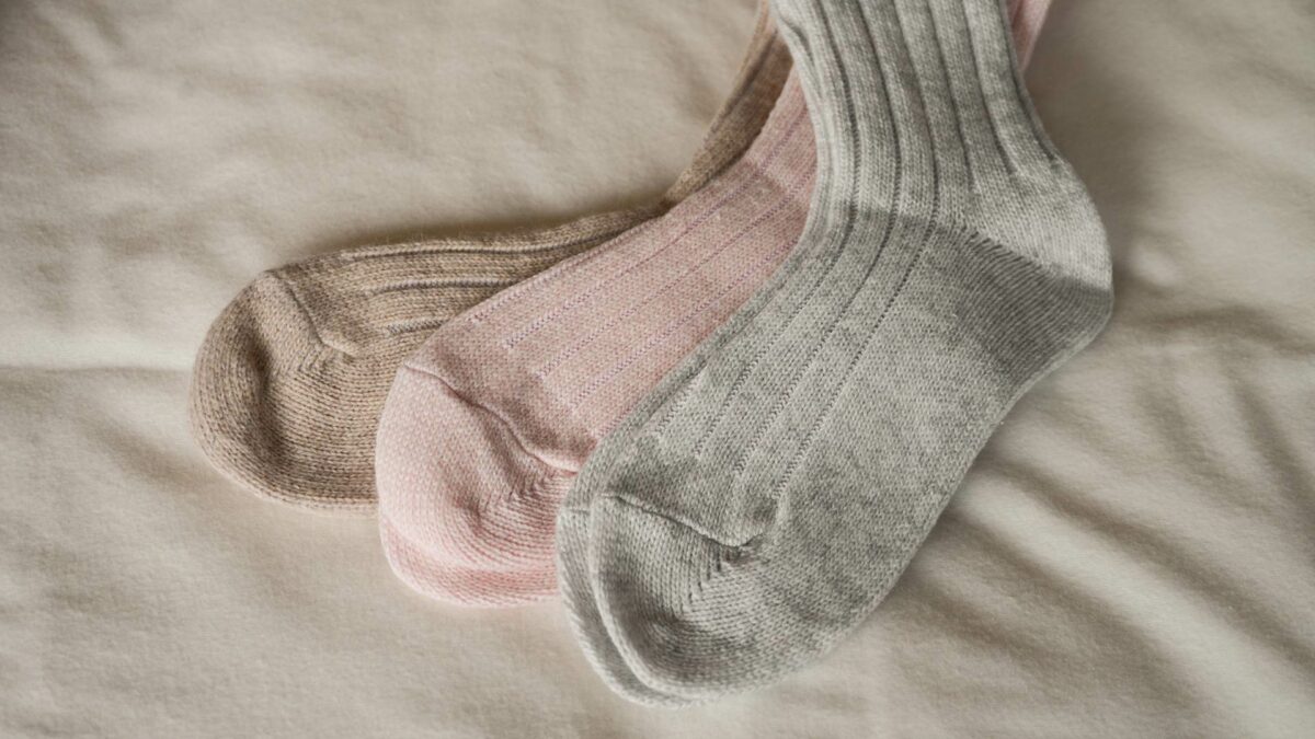 softest cashmere blend socks in grey, beige, or blush pink