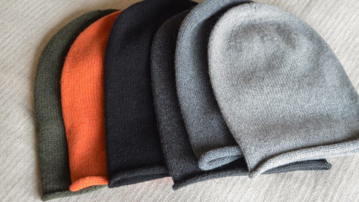 pure cashmere beanie hats in a range of colours made in Italy