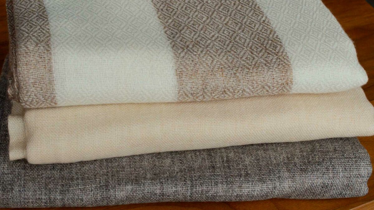 light and soft cashmere scarves cream-brown stack