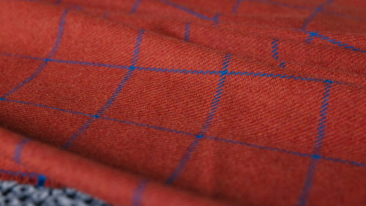 cashmere throw red with blue check