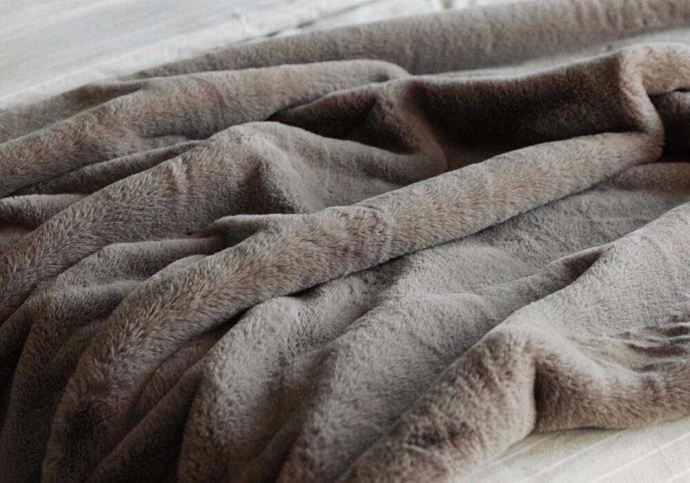 Grey Luxury Faux Fur Bedspread Bedding Natural Bed Company