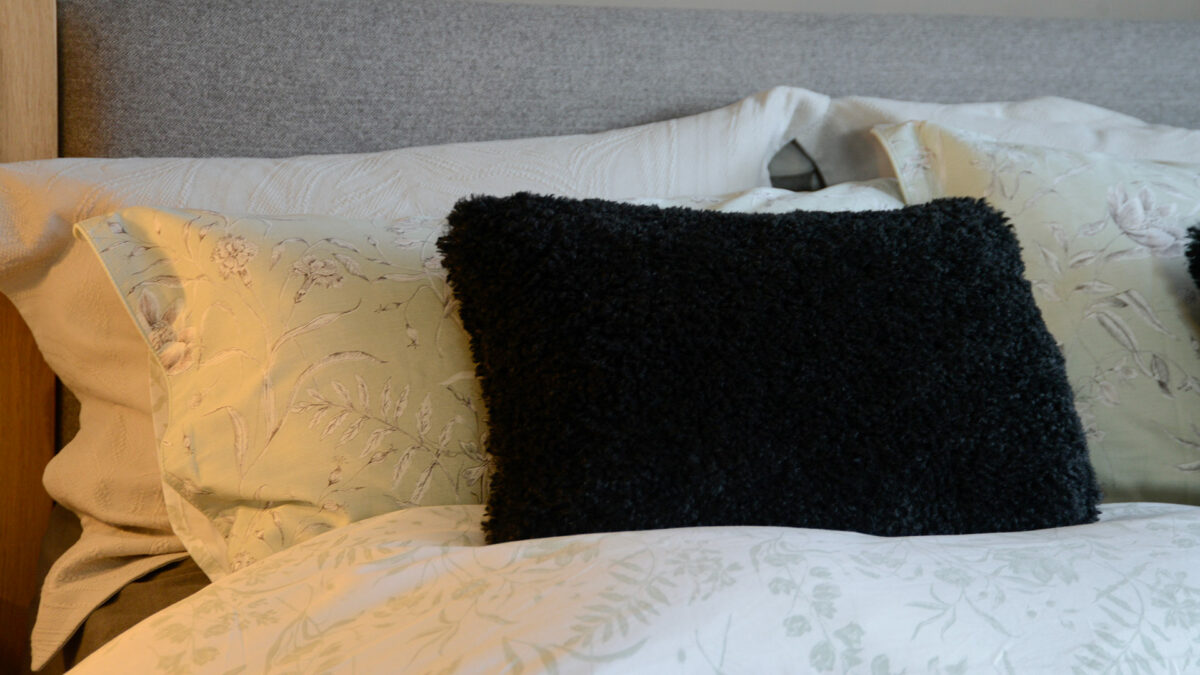 chalk black soft faux sheepskin cushions
