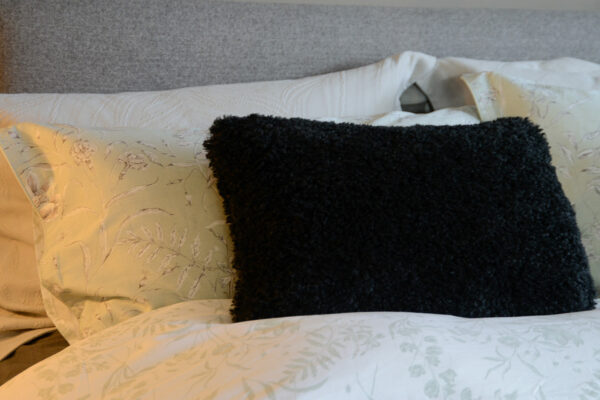 softest sheepskin effect black cushions