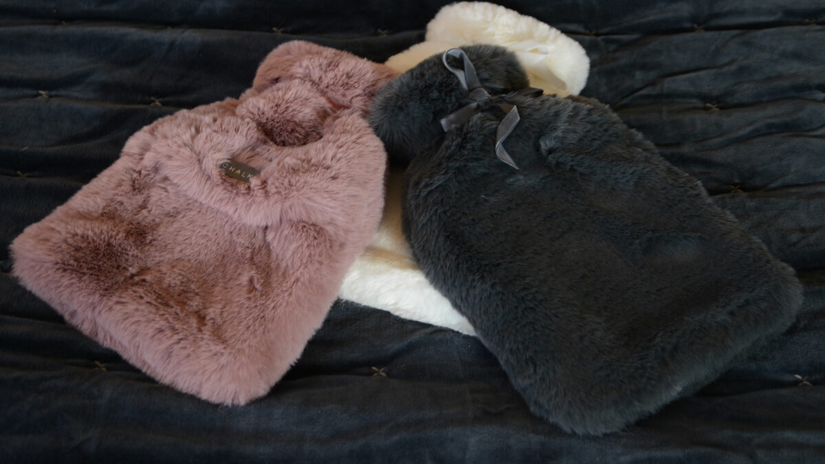 chalk faux fur hot water bottle covers