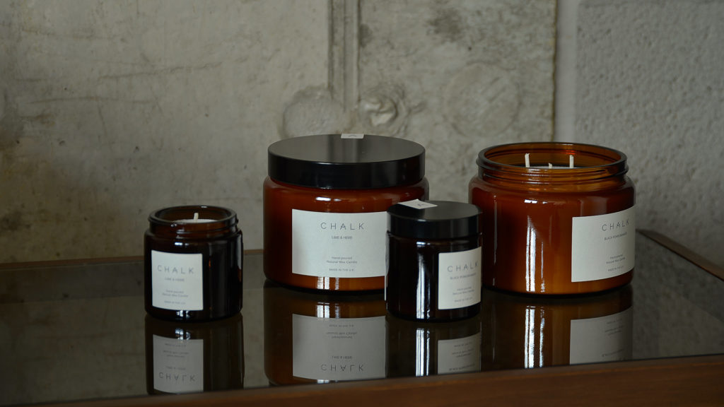 scented candles in amber coloured jars