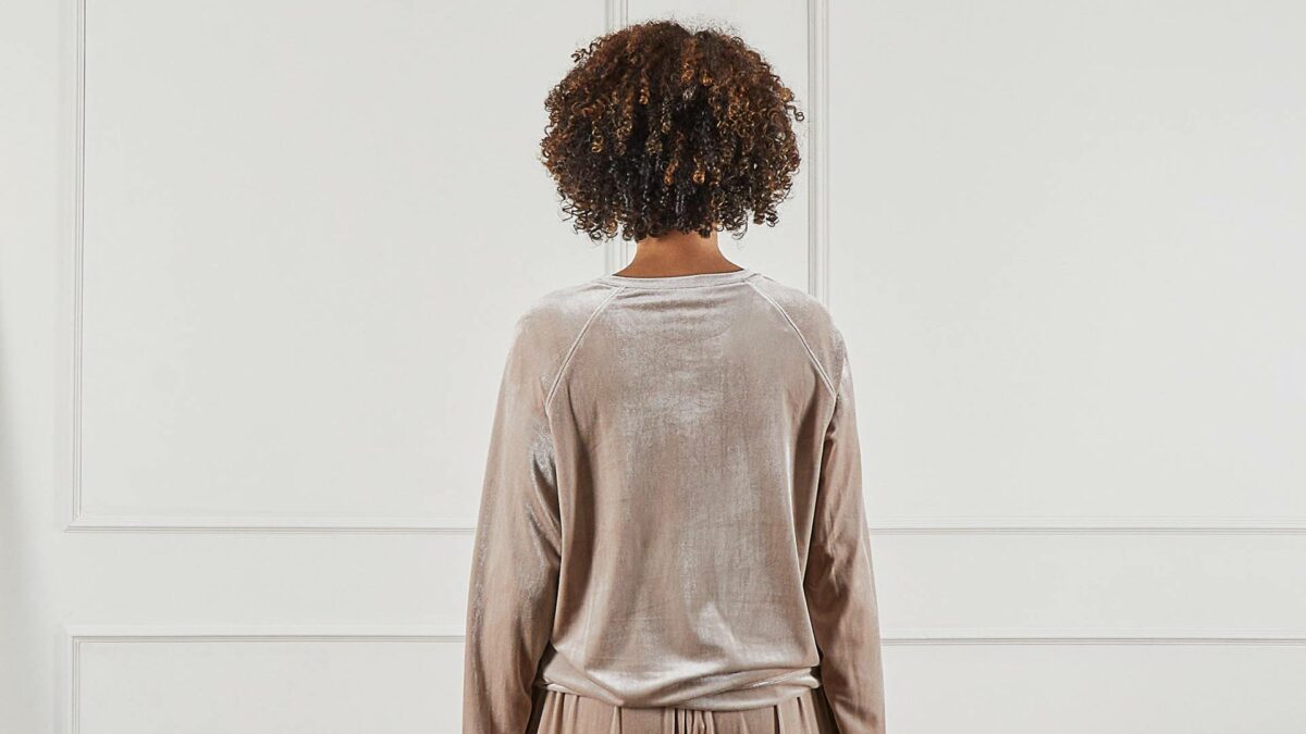 champagne velour top back