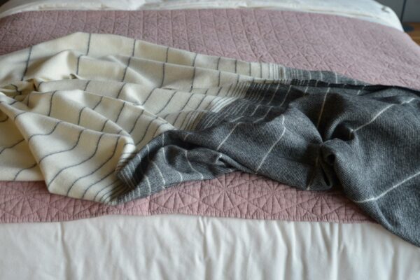 charcoal and ivory stripe alpaca and merino wool throw