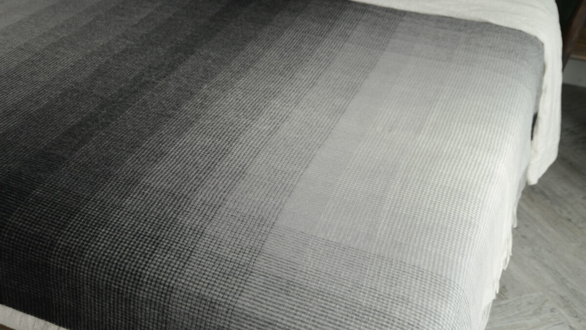 charcoal blanket with micro grid pattern