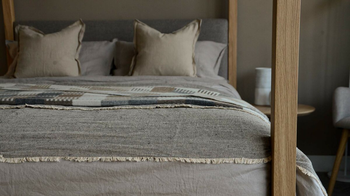 charcoal linen and cotton blend throw