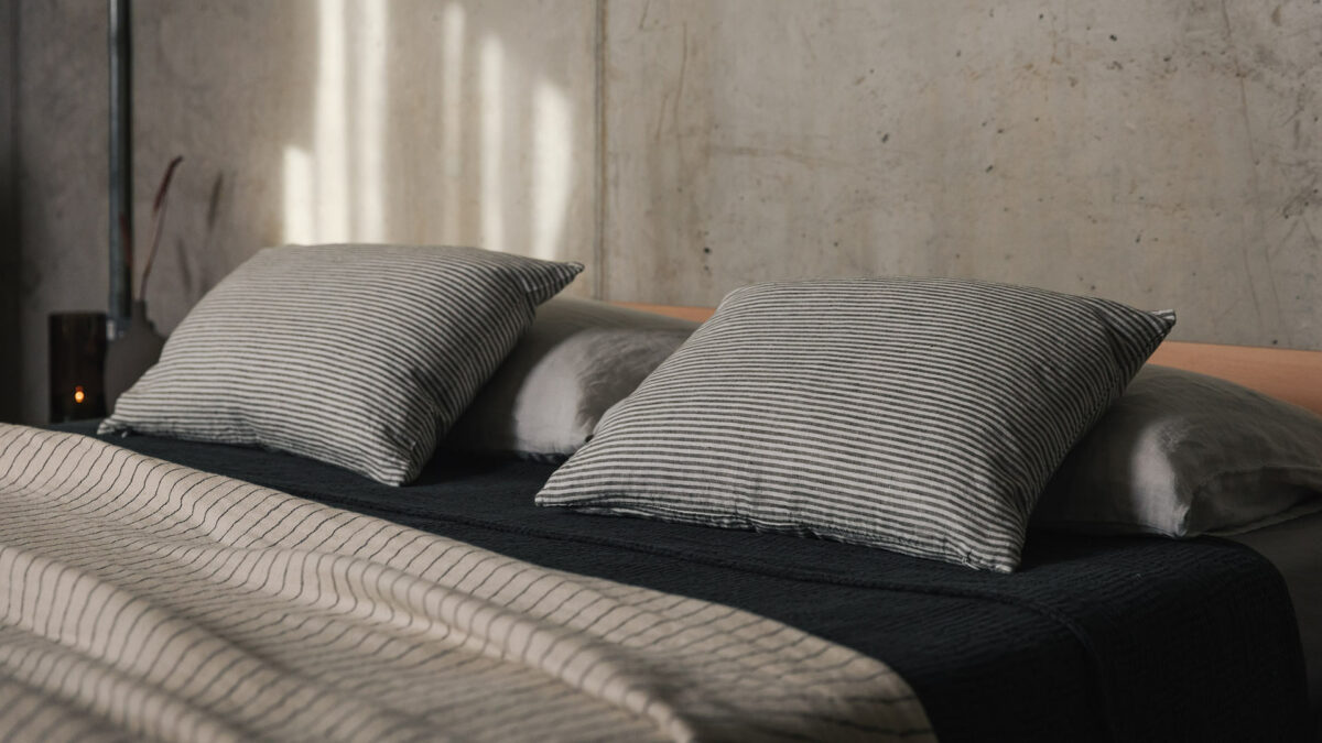 charcoal striped cushions