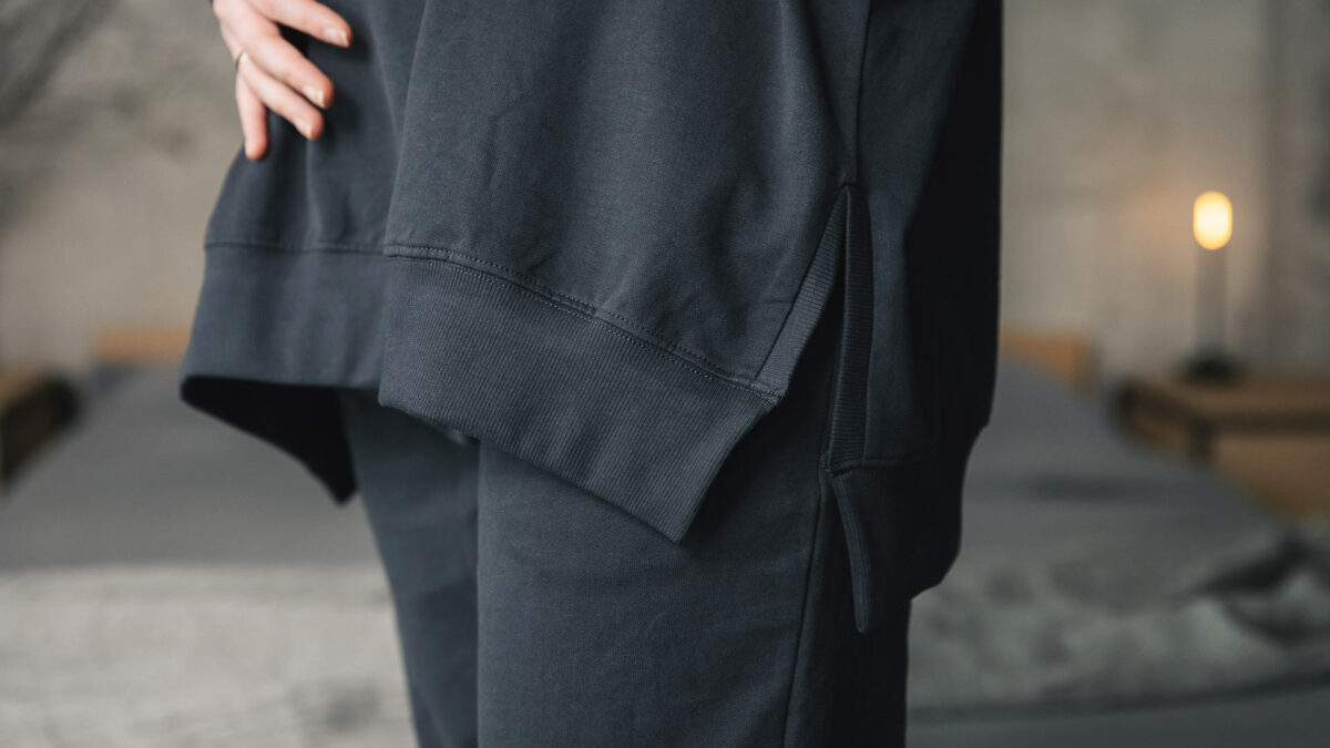 charcoal sweatshirt detail