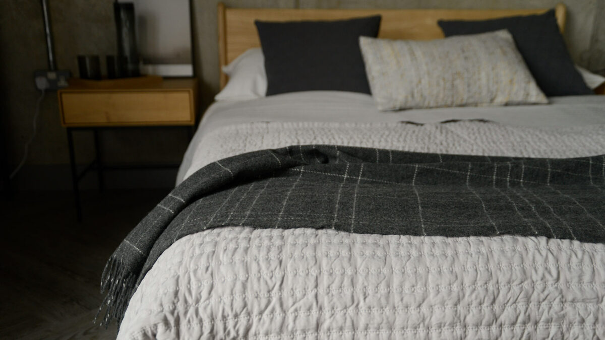 charcoal windowpane pattern throw