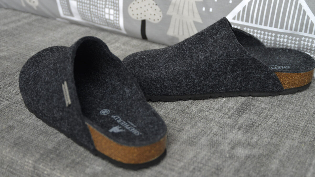charcoal wool slipper with EVA sole