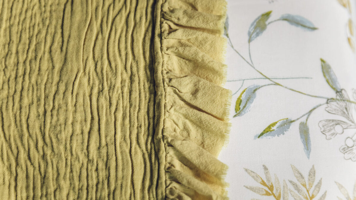 chartreuse bedspread detail