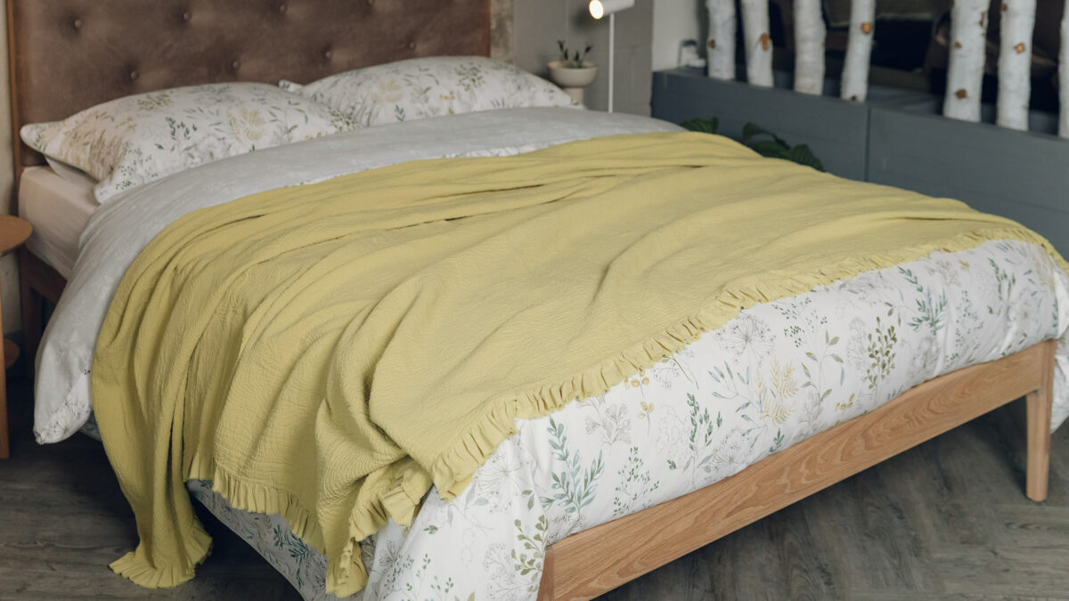chartreuse ruffle bedspread