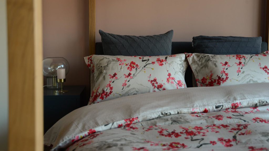 stone cherry blossom print duvet set