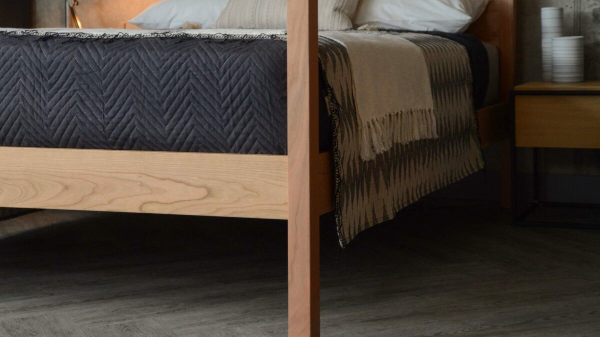 A closer view of the bedframe of our Hatfield 4 poster wooden bed