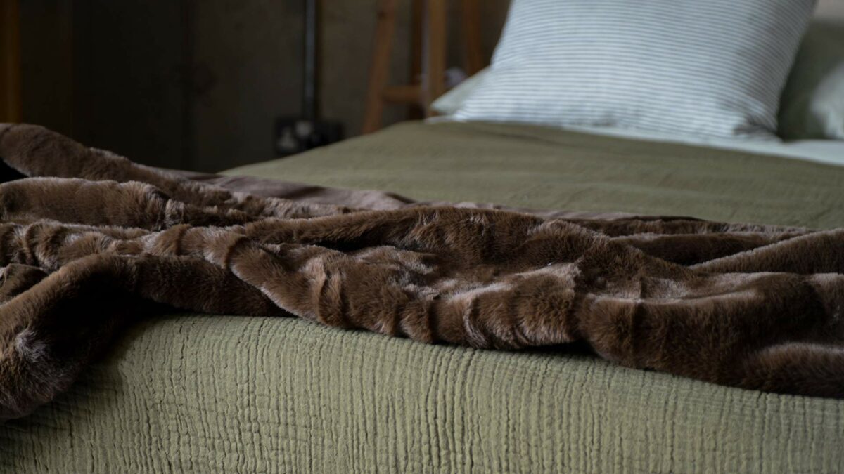 chocolate brown faux fur throw