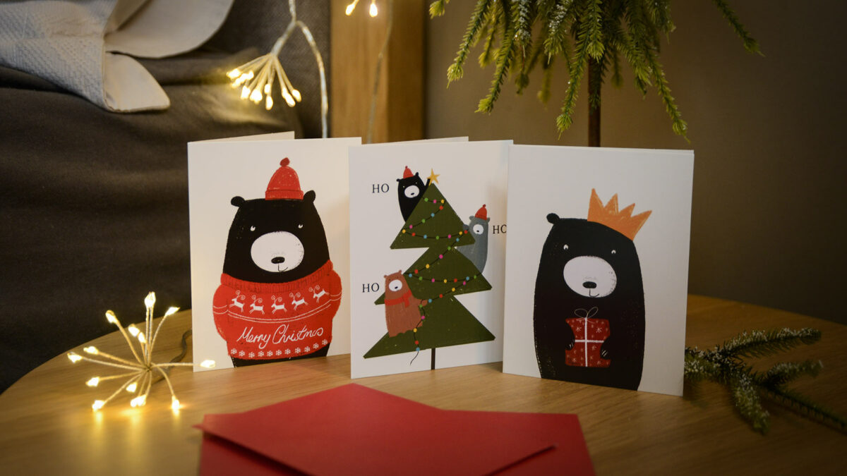 christmas bears card pack