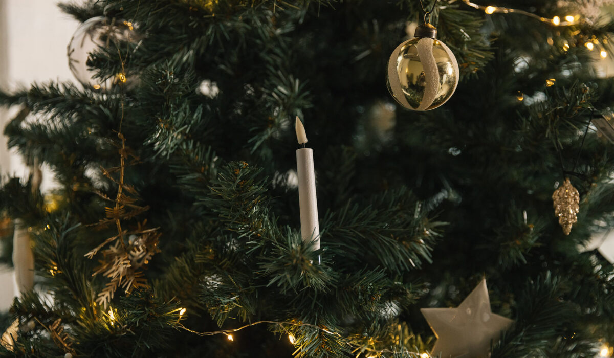 christmas candle lights and baubles