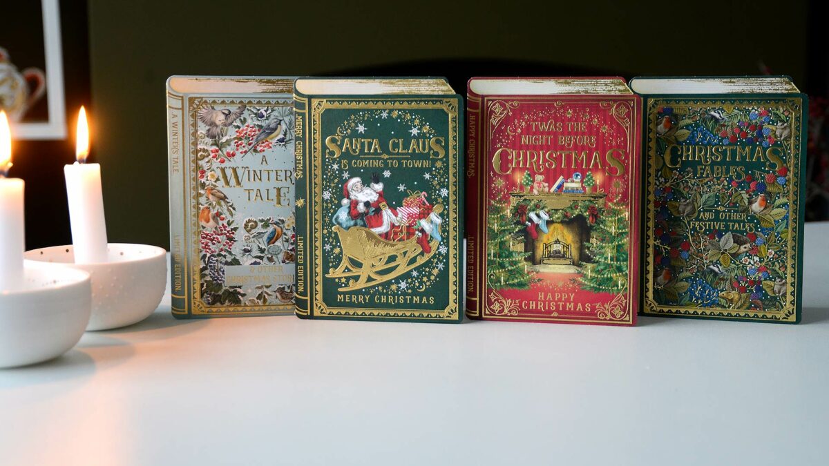 christmas cards with book cover theme