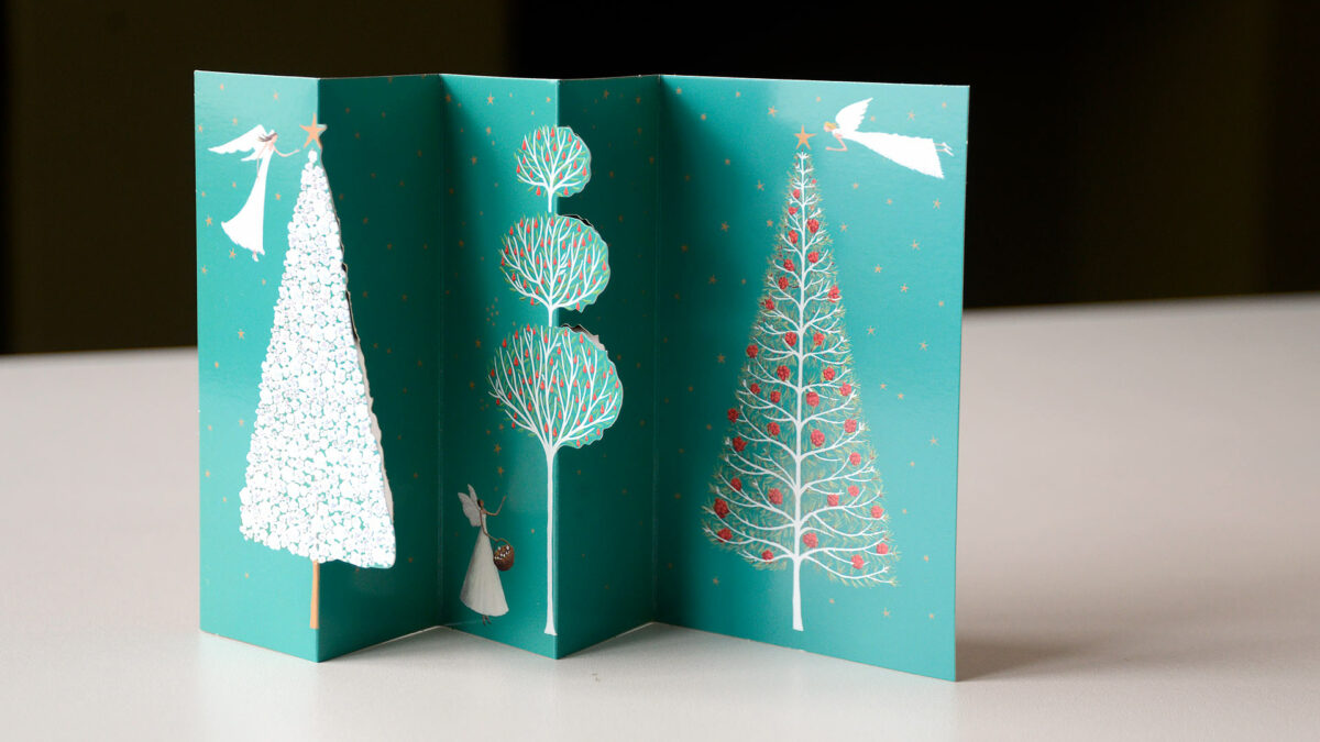 christmas trees and angels card