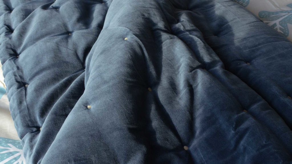 ink blue velvet quilt