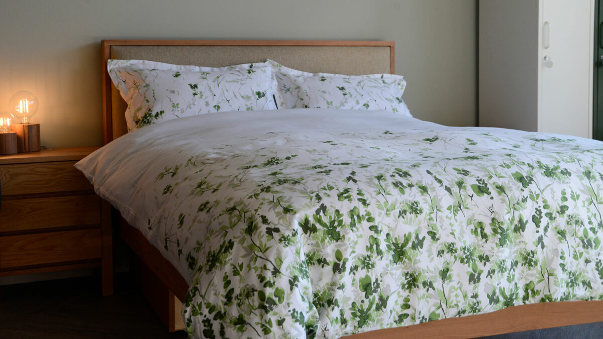 duvet cover and pillowcase set with leaf print design