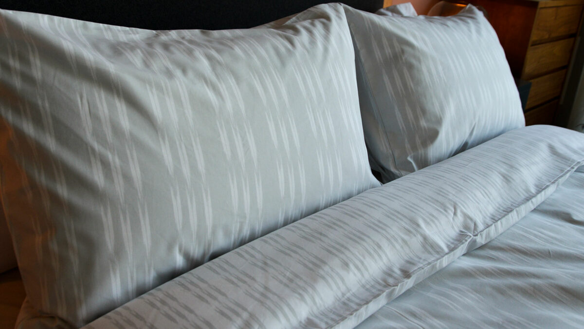 christy ikat stripe grey duvet set