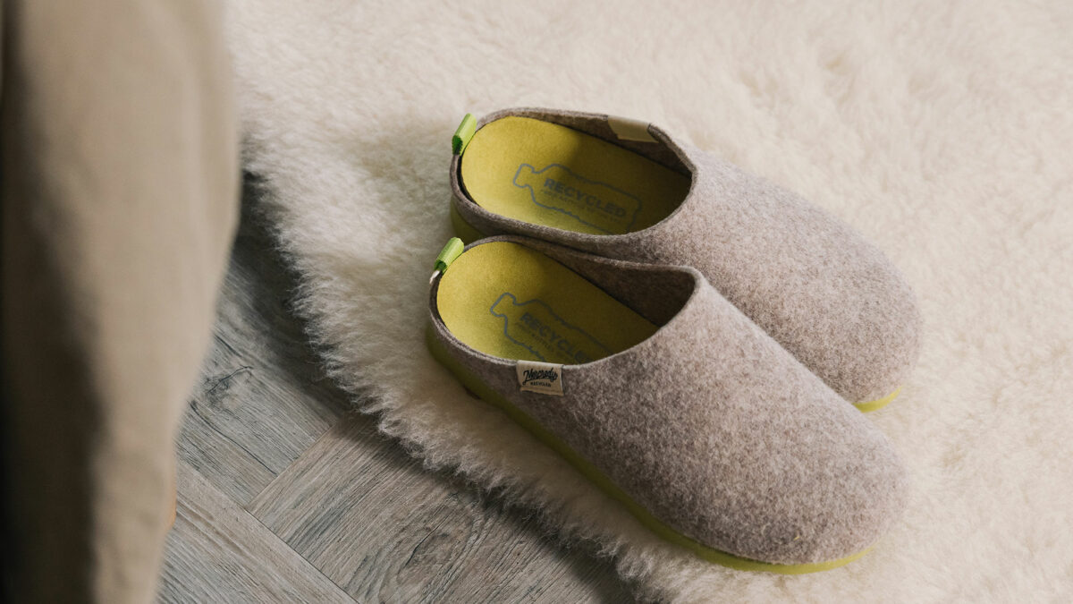 recycled slippers with chunky bright soles