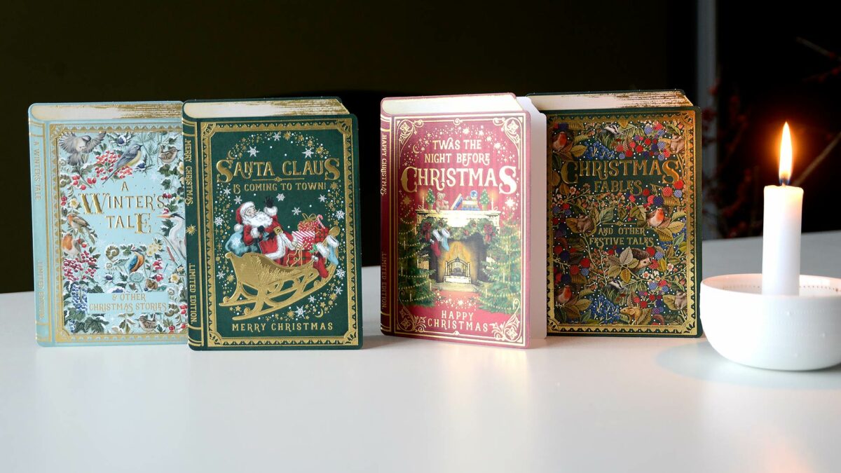 classic book cover christmas cards
