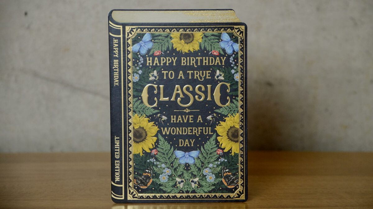 classic happy birthday book card