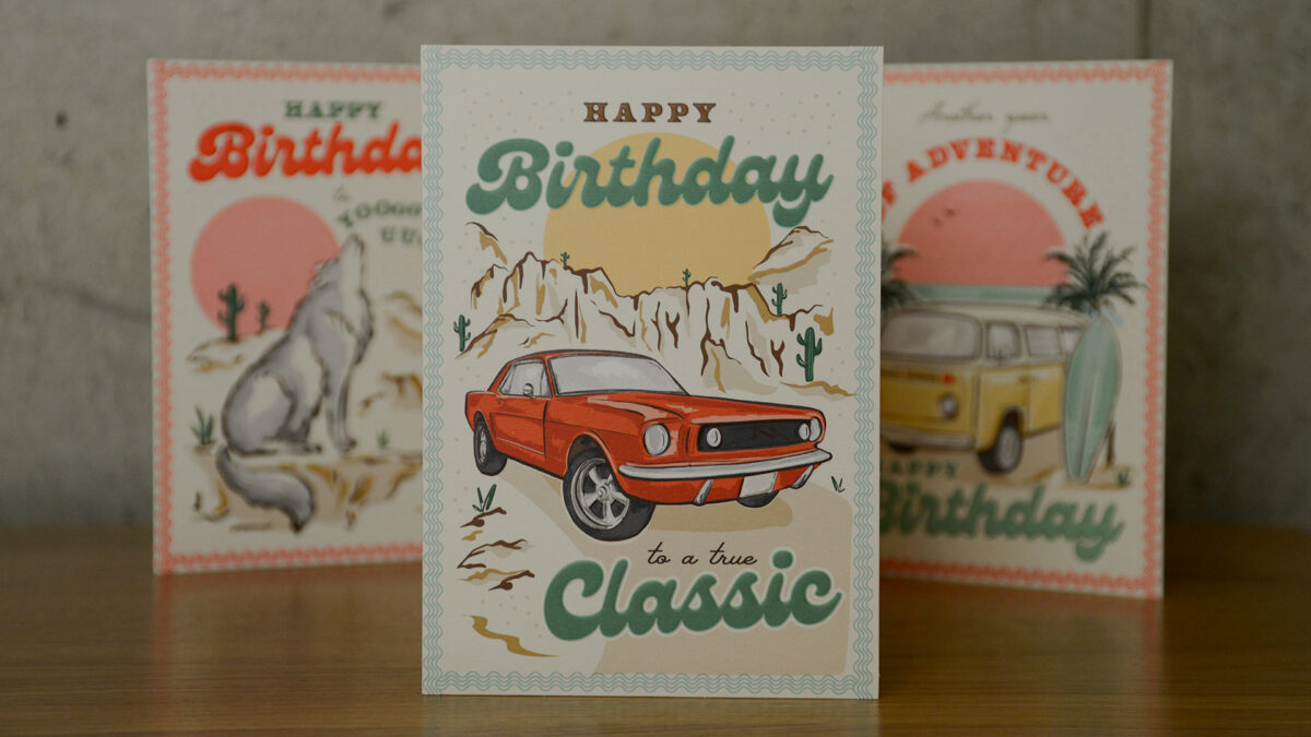 classic muscle car birthday card