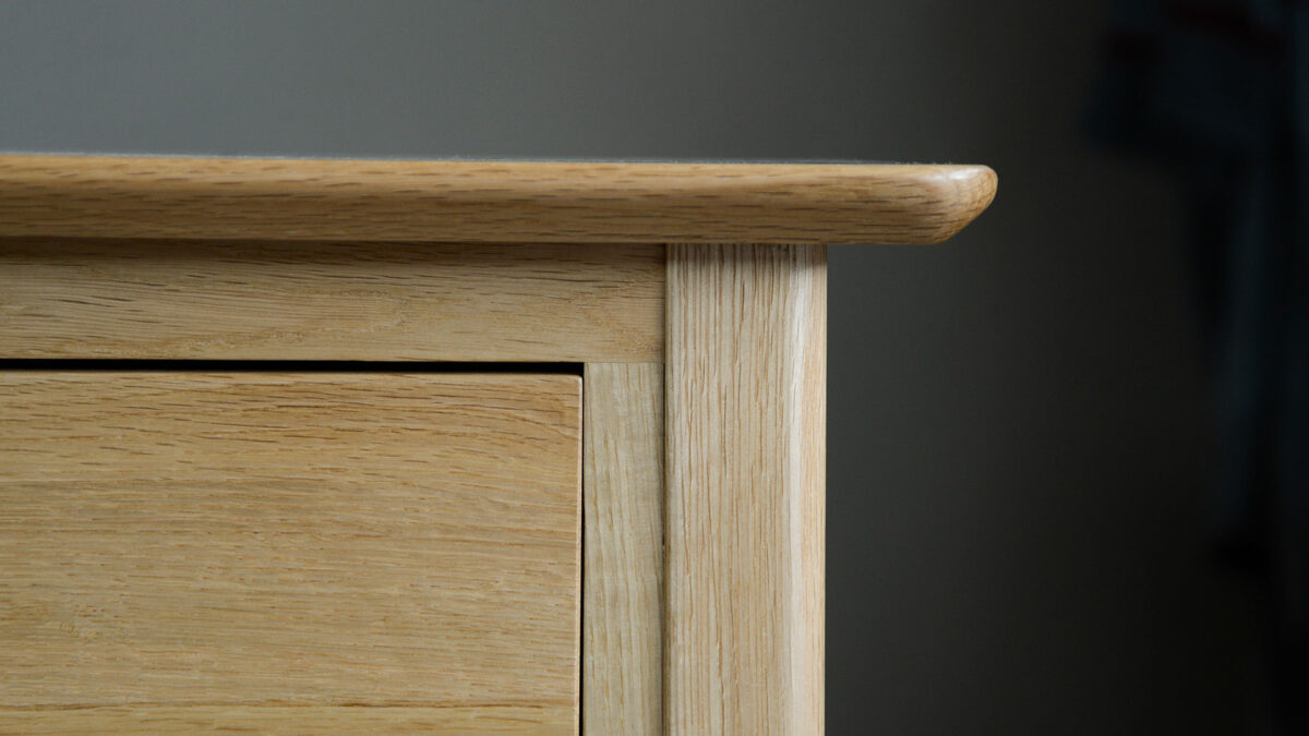 close up of classic oak chest of drawers