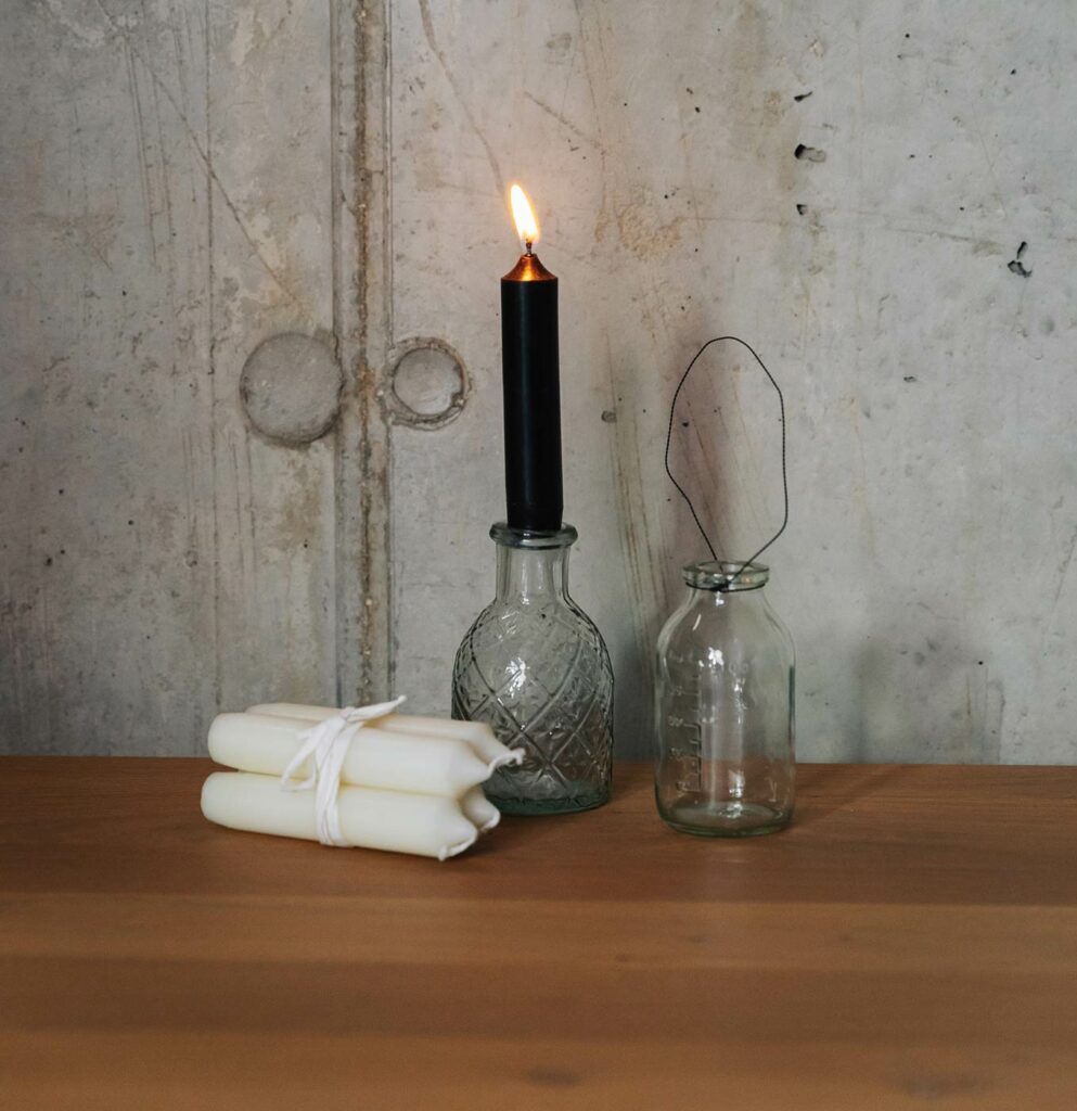 glass candle holders with candles