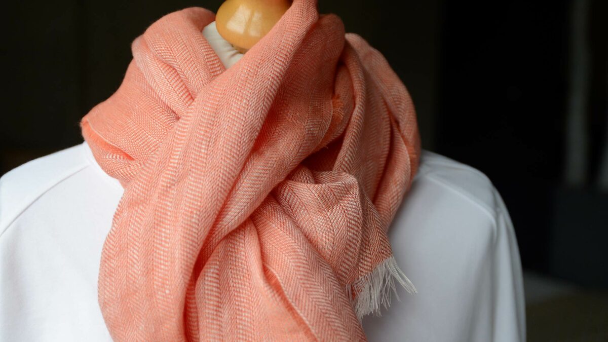 linen scarf in nectarine