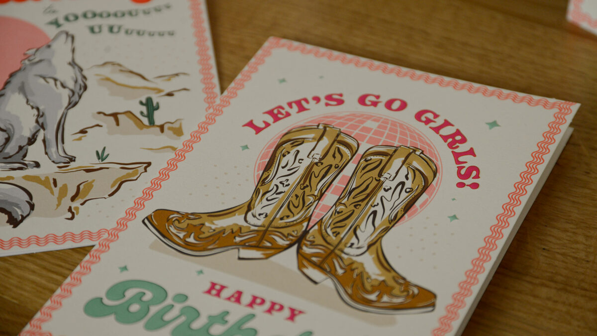close up cowboy boots birthday card