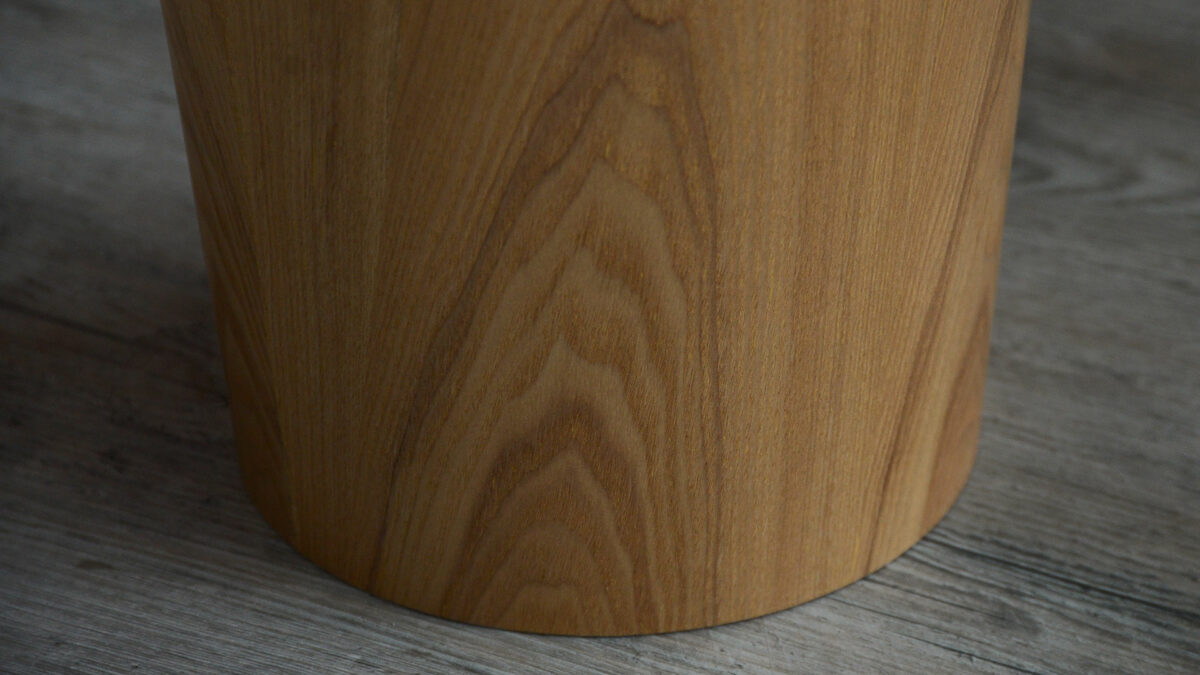 close up oak modern paper waste bin