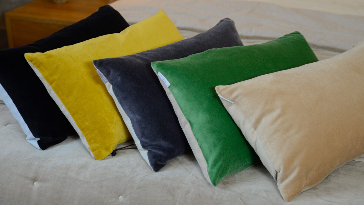 colour range cotton velvet cushions