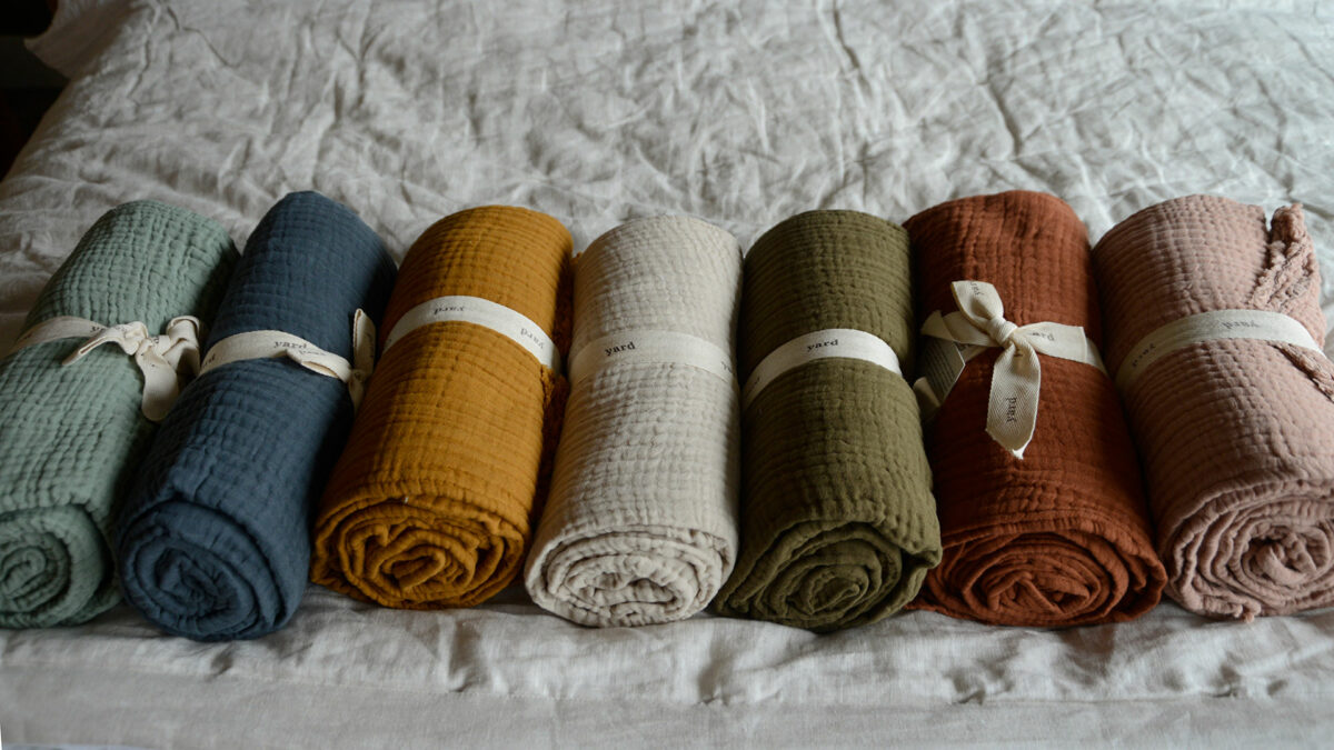 colour range muslin cotton throws