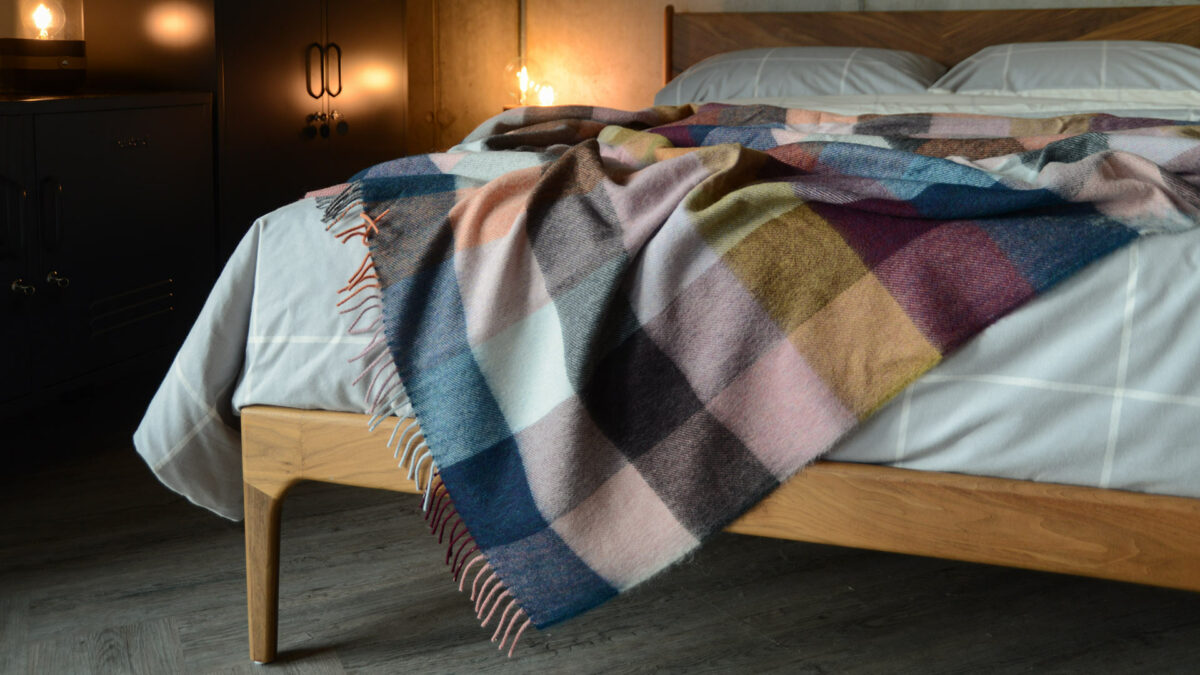 colourful alpaca and lambswool throw