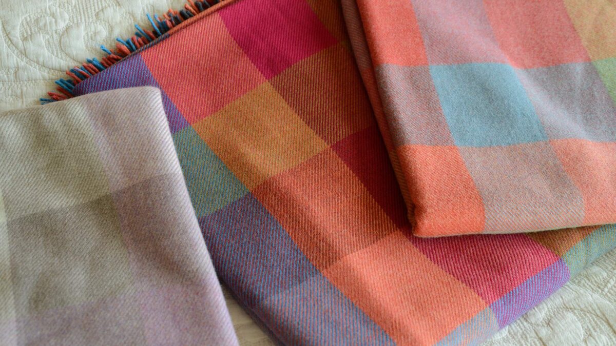 colourful check merino lambswool throws