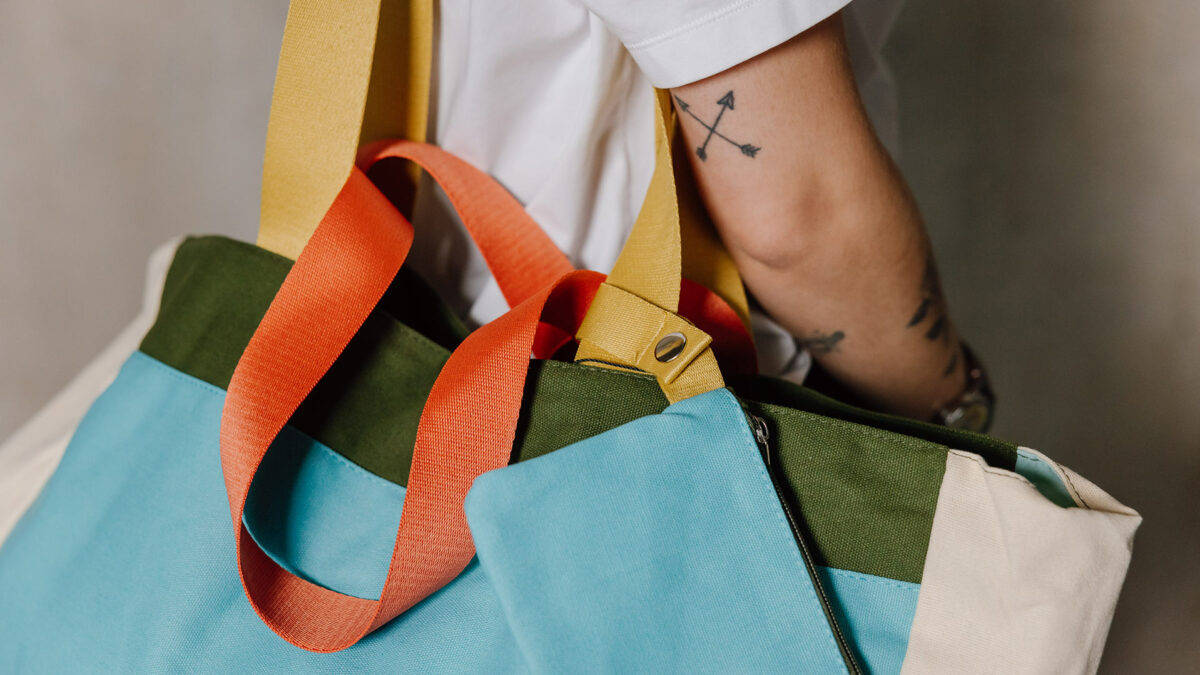 colourful cotton bag detail