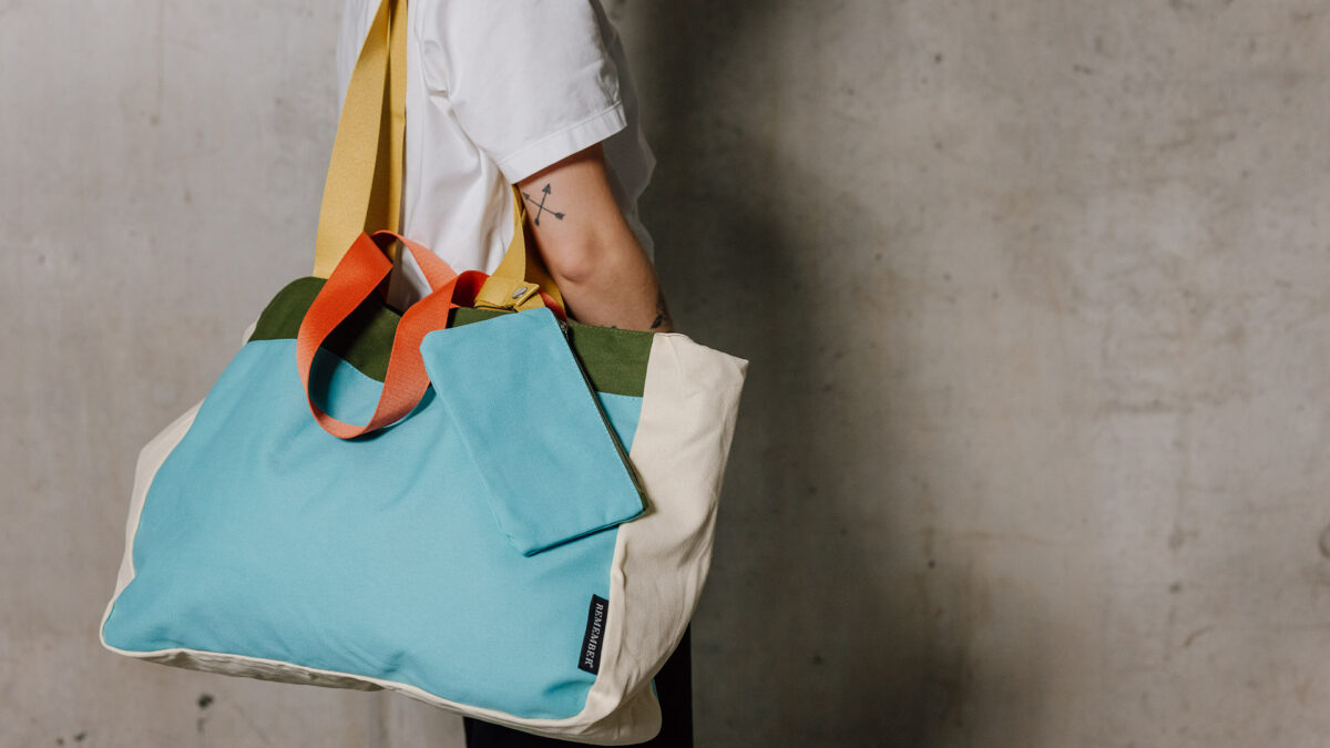 colourful cotton tote with long and short straps