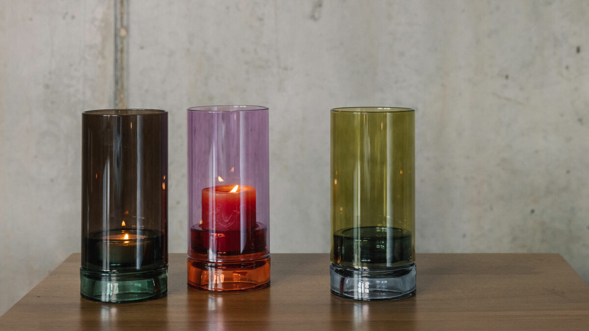 colourful glass candle holders