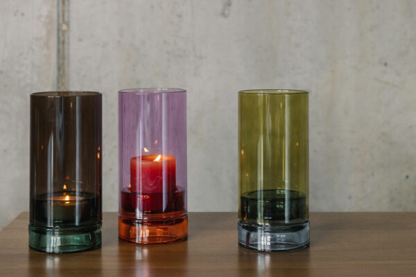 colourful glass candle holders