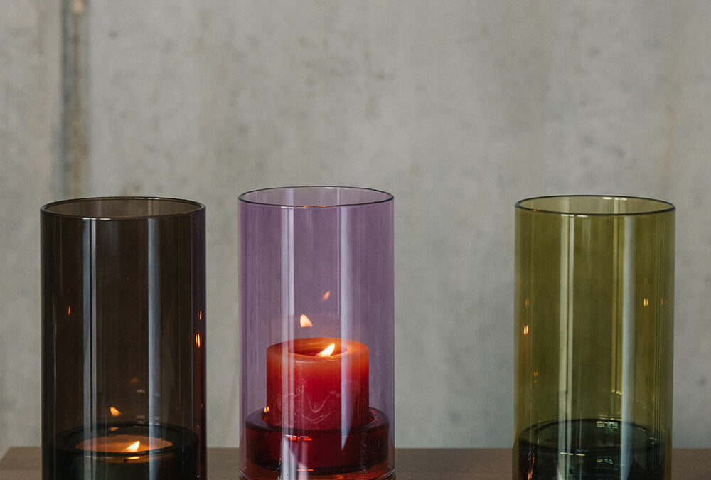 colourful glass candle holders