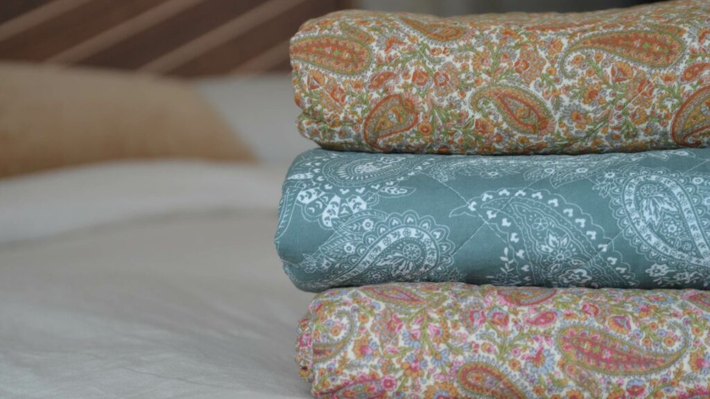 Colourful Quilted Throws with Paisley Print