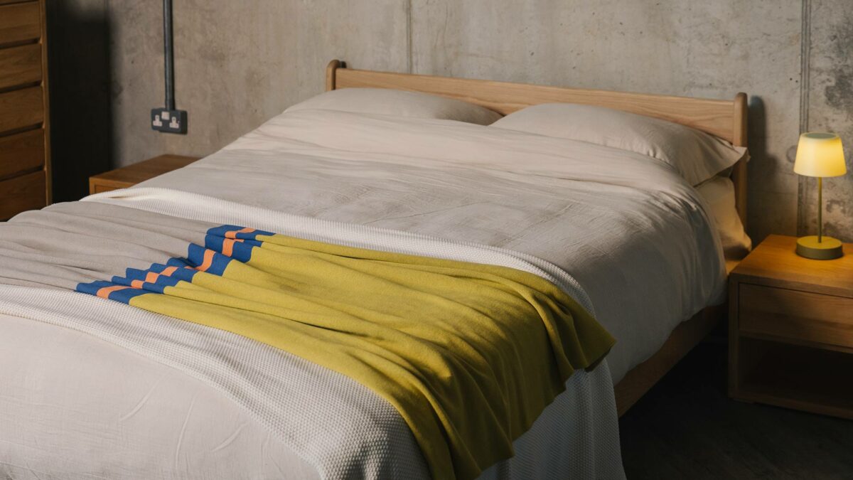 colourful throw on oak pimlico