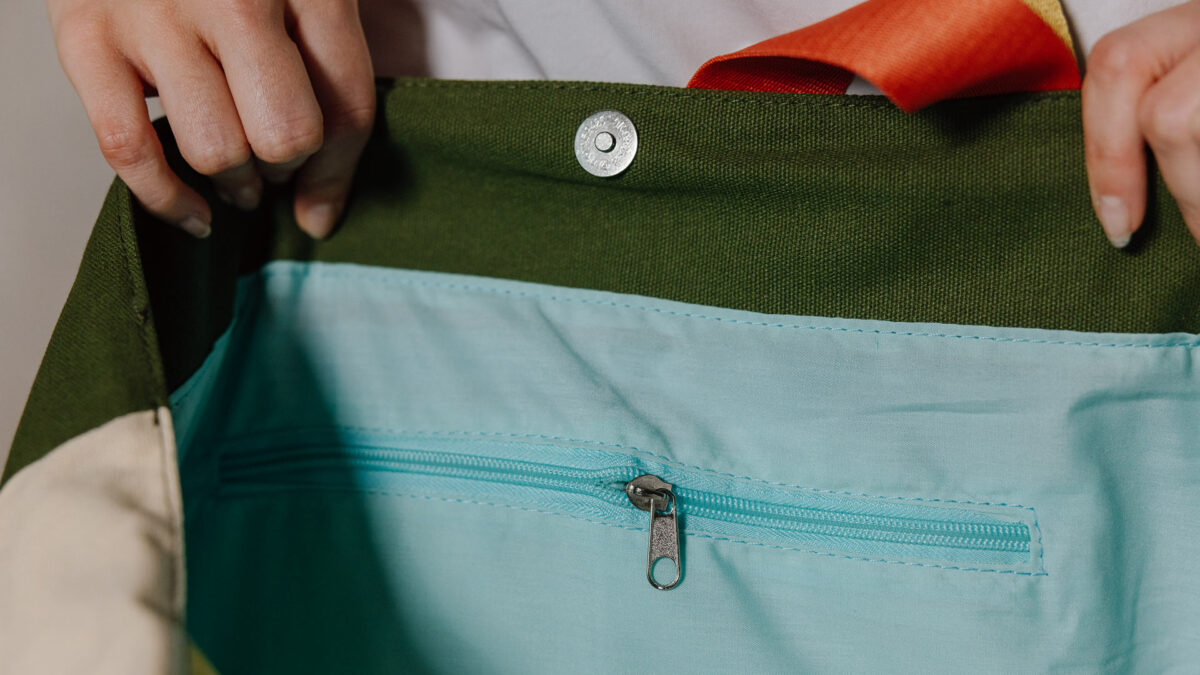 colourful tote bag with inside pocket